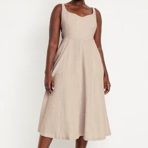 Old Navy | Fit & Flare Sleeveless Linen-Blend Midi Dress NWT